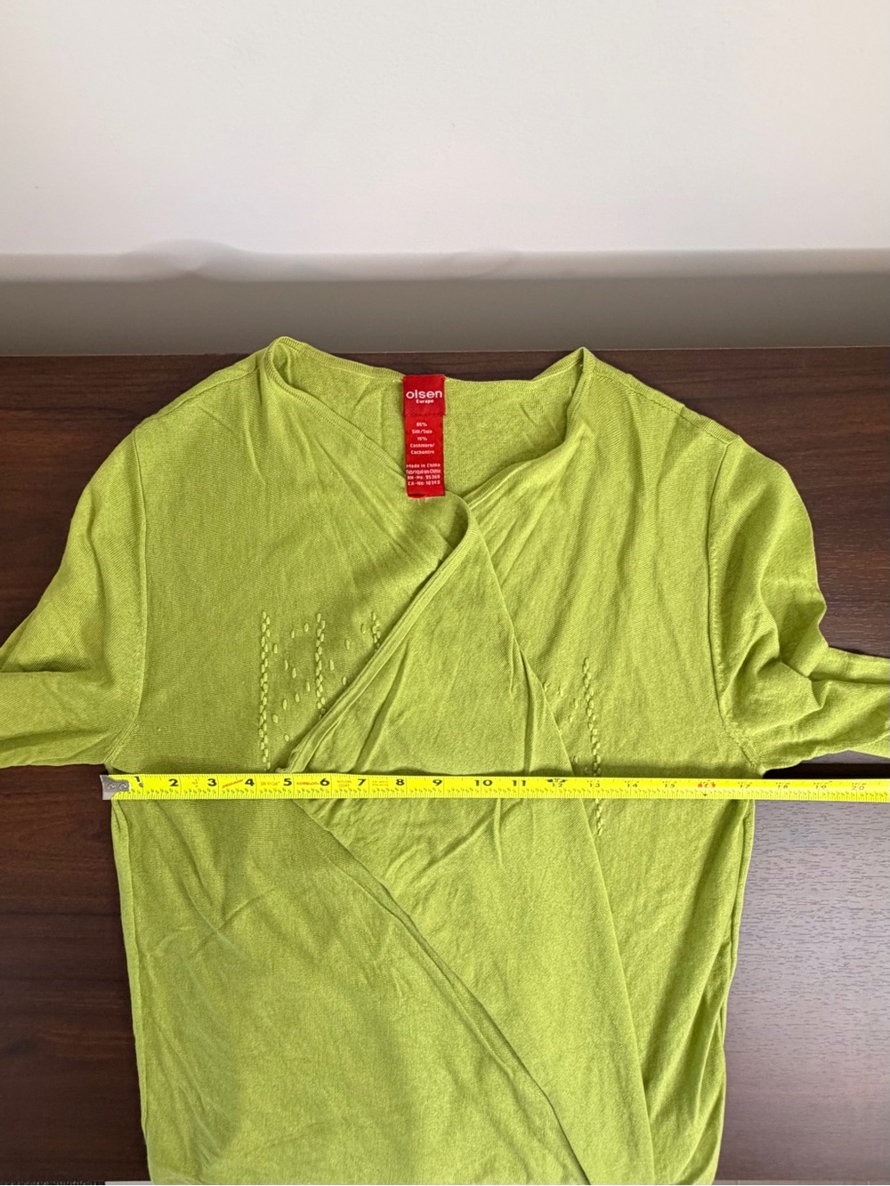 💛2 for 20- Eileen Fisher Lime Green Open-Front Draped Cardigan - Picture 3 of 5